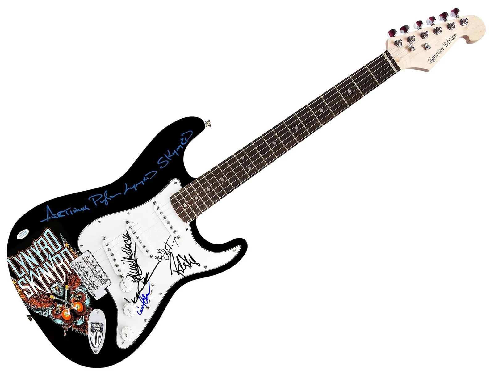Lynyrd Skynyrd Artimus Pyle Signed Photo Graphics Guitar Exact Proof ACOA, изображение 2