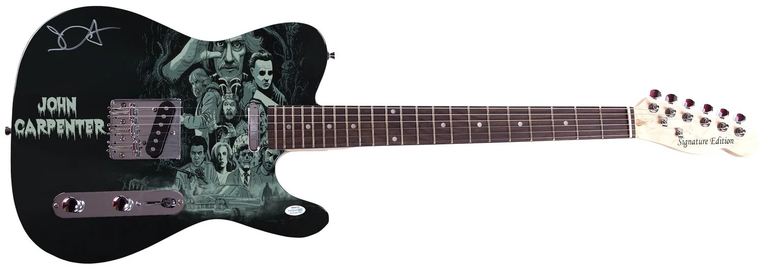 John Carpenter Signed Custom Graphics Photo Guitar ACOA, image 2