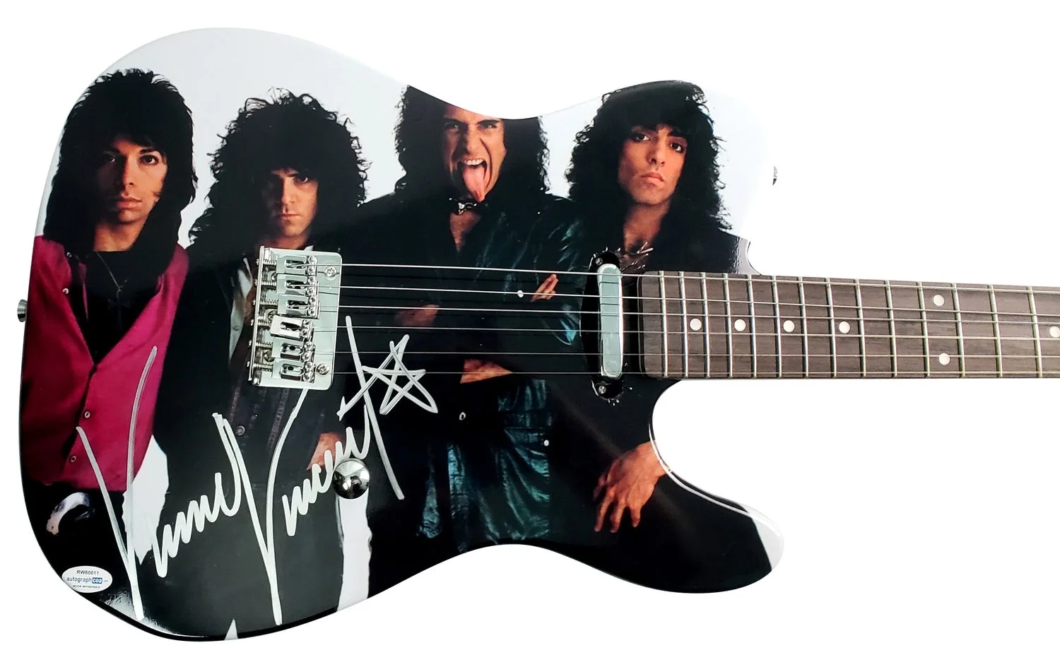 KISS Vinnie Vincent Signed Autographed Custom Graphics Photo Guitar, image 2