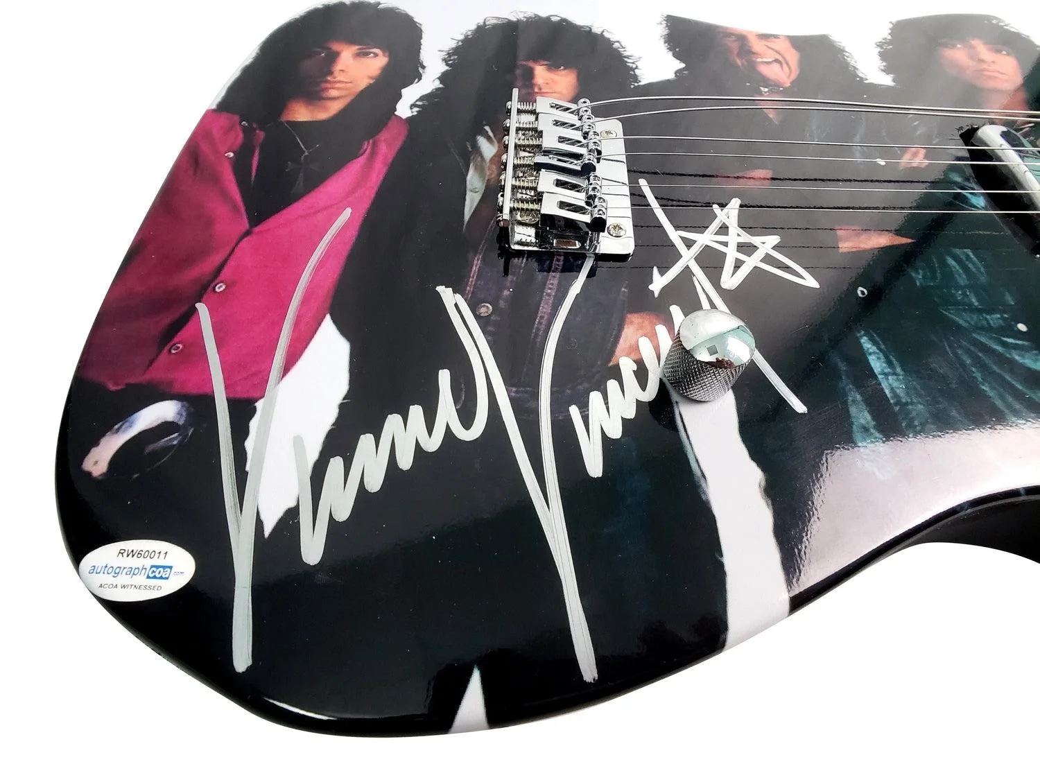 KISS Vinnie Vincent Signed Autographed Custom Graphics Photo Guitar, image 3