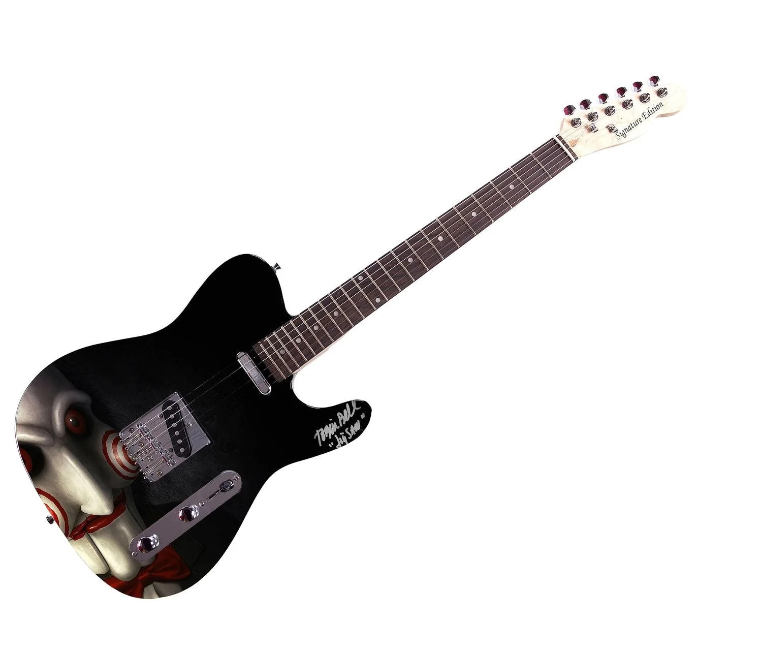 Tobin Bell Saw Jigsaw Movie Signed Custom Graphics Guitar ACOA, image 3