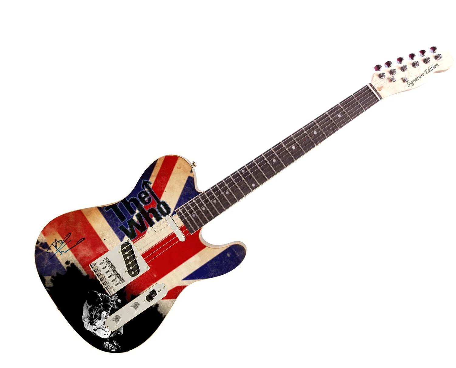 The Who Pete Townshend Signed British Flag Graphics Guitar ACOA, image 2