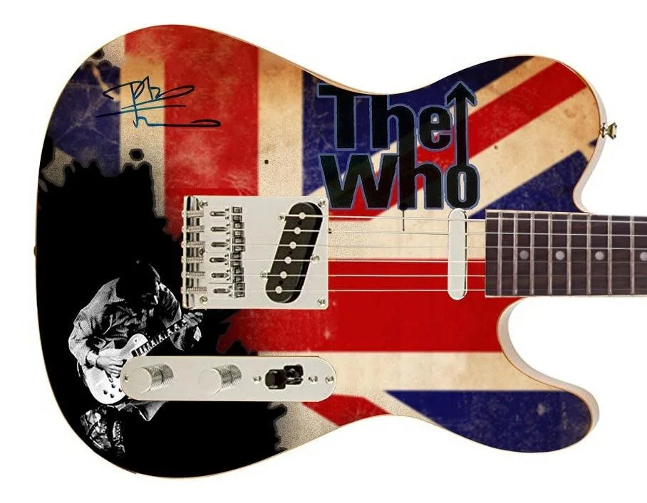 The Who Pete Townshend Signed British Flag Graphics Guitar ACOA, image 3