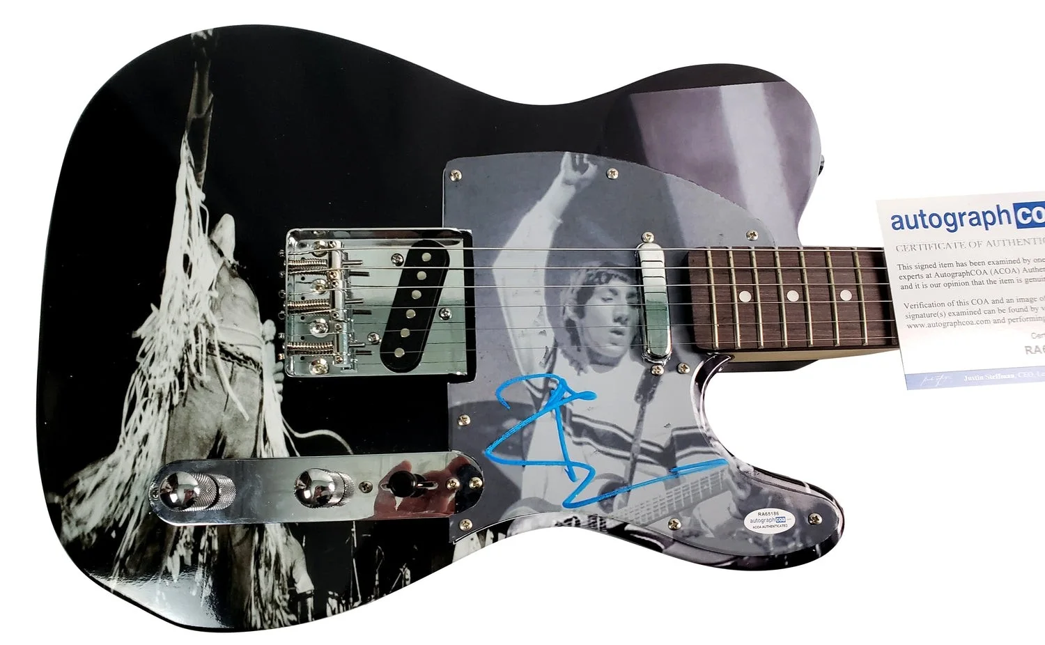 The Who Pete Townshend Autographed Custom Repurposed Graphics Photo Guitar ACOA, изображение 2