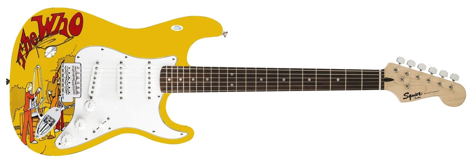 The Who Pete Townshend Signed Fender 1/1 Custom Graphics Photo Guitar ACOA, image 2
