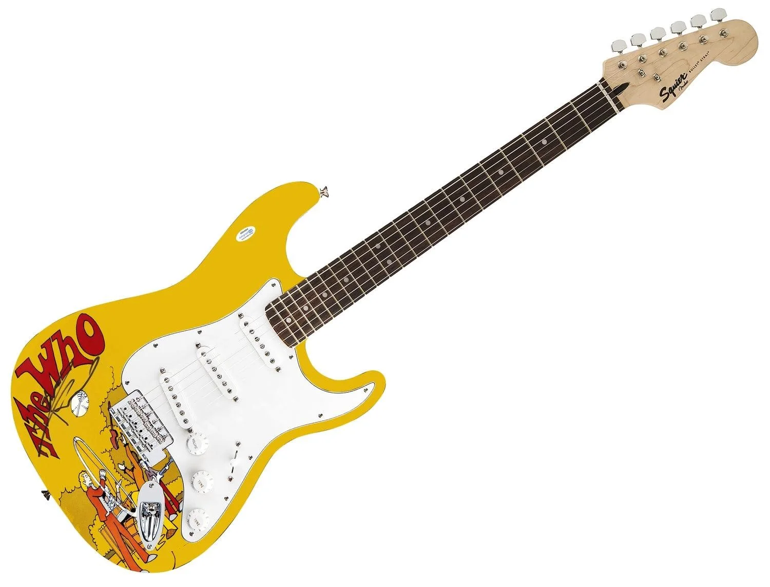 The Who Pete Townshend Signed Fender 1/1 Custom Graphics Photo Guitar ACOA, image 3