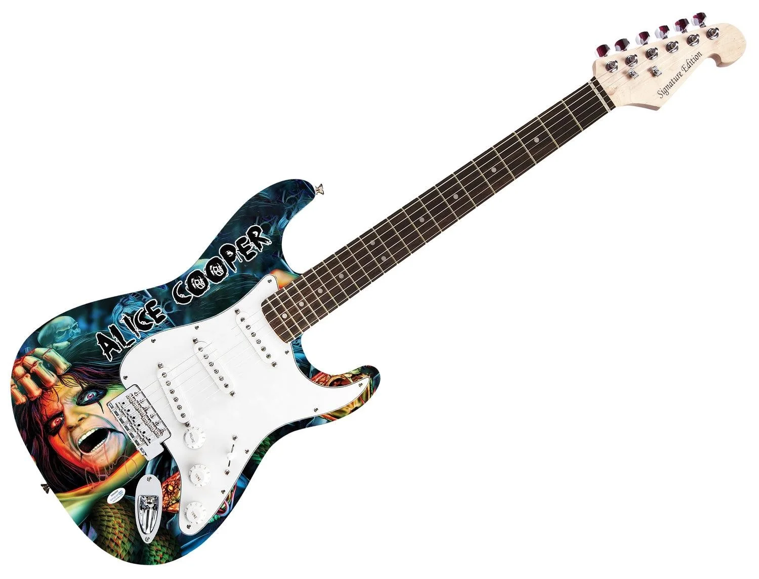 Alice Cooper Signed Autographed 1/1 Custom Photo Graphics Guitar ACOA, image 3