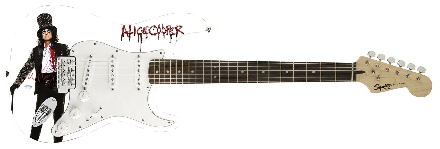 Alice Cooper Signed Autographed Cane Photo Graphics Fender Guitar, image 2