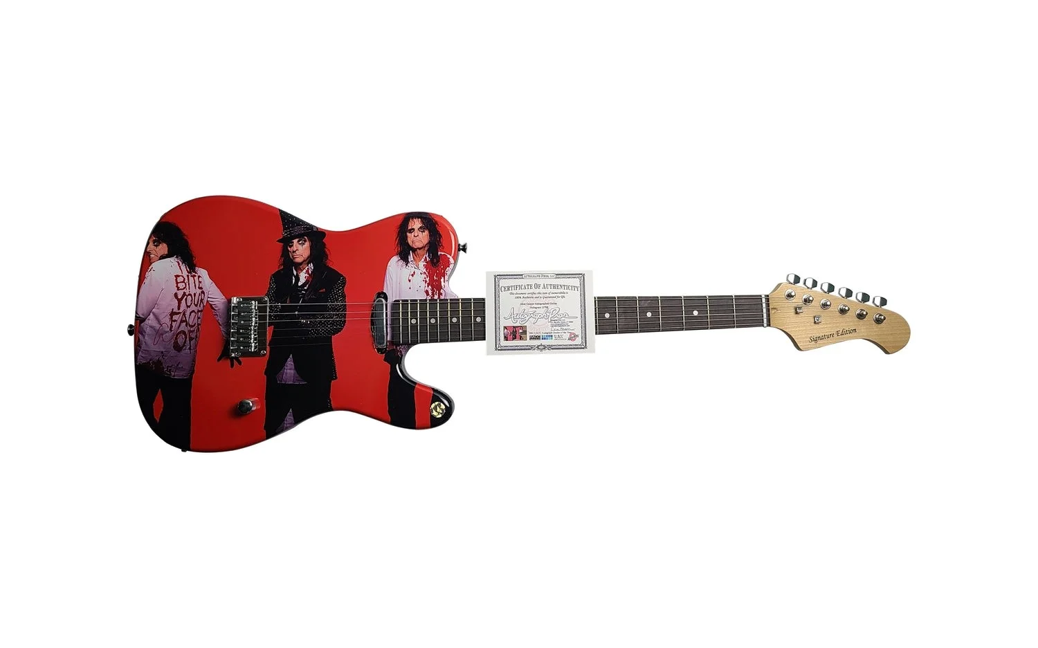 Alice Cooper Signed Triple Graphics Photo Guitar, image 2