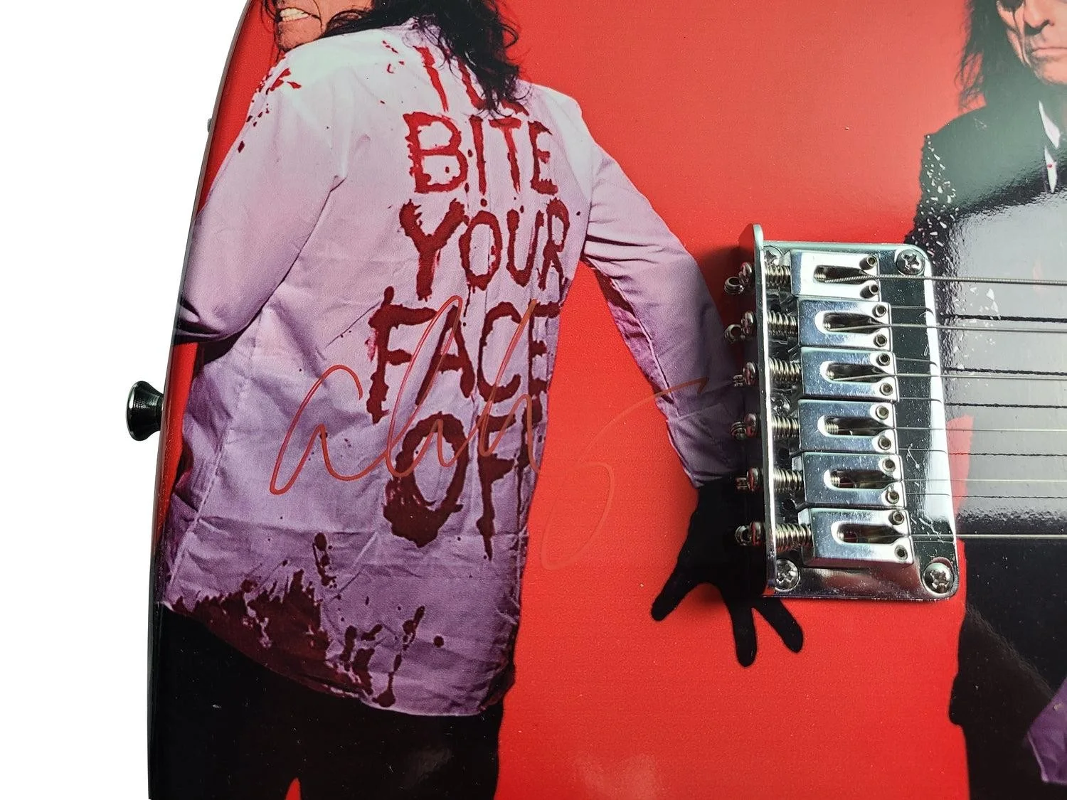 Alice Cooper Signed Triple Graphics Photo Guitar, image 3