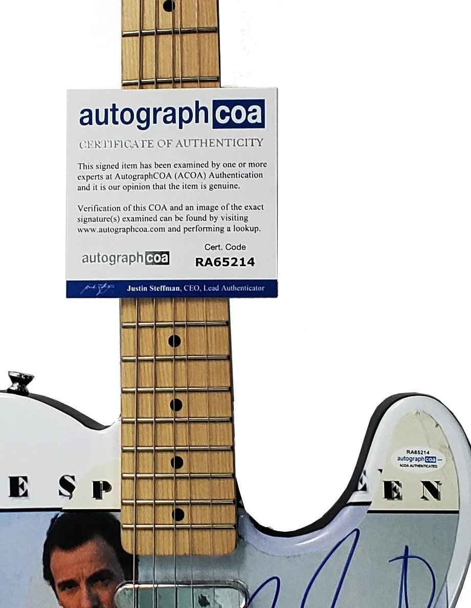 Bruce Springsteen Signed Autographed Custom Fender Graphics Photo Guitar ACOA, image 3
