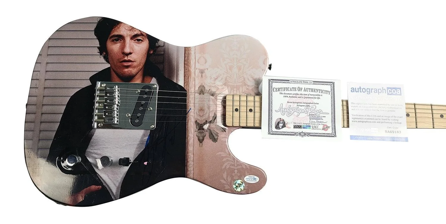 Bruce Springsteen Signed Darkness On The Edge of Town Graphics Guitar ACOA, image 3