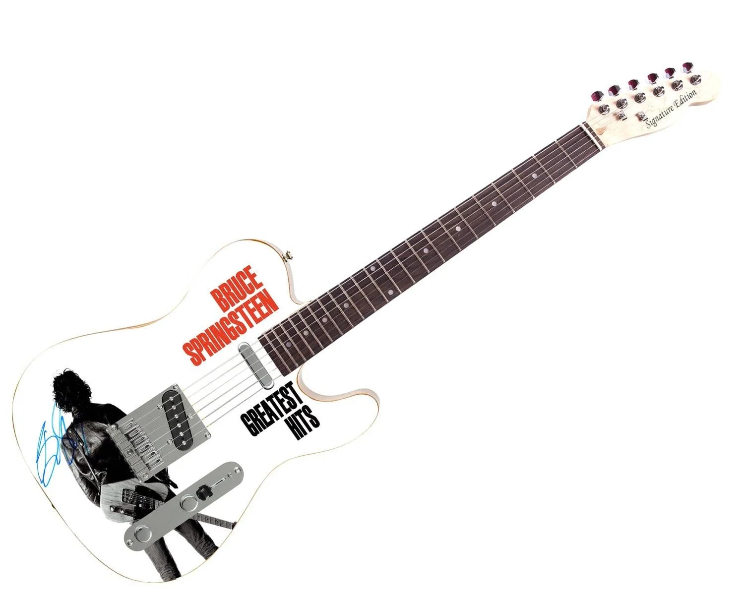 Bruce Springsteen Signed Autographed Greatest Hits Photo Graphics Guitar, image 3