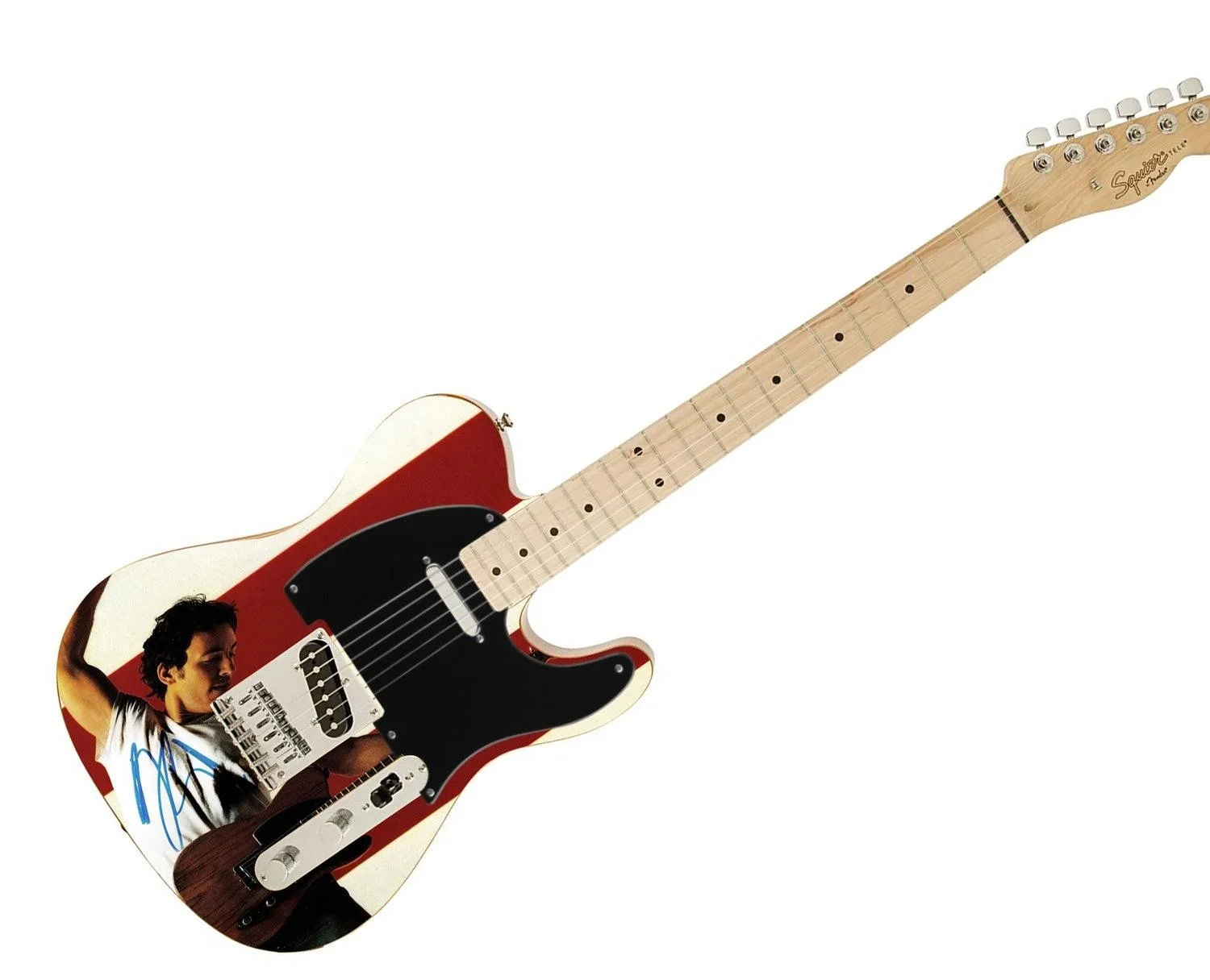 Bruce Springsteen Signed Autographed Born in USA Photo Graphics Fender Guitar, image 3