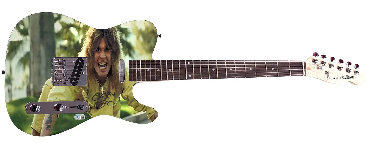 Black Sabbath Ozzy Osbourne Signed Graphics Photo Guitar BAS Witness, изображение 2