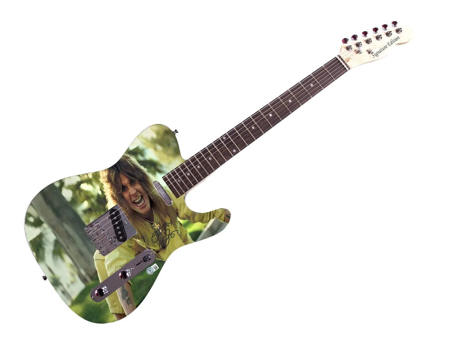 Black Sabbath Ozzy Osbourne Signed Graphics Photo Guitar BAS Witness, изображение 3