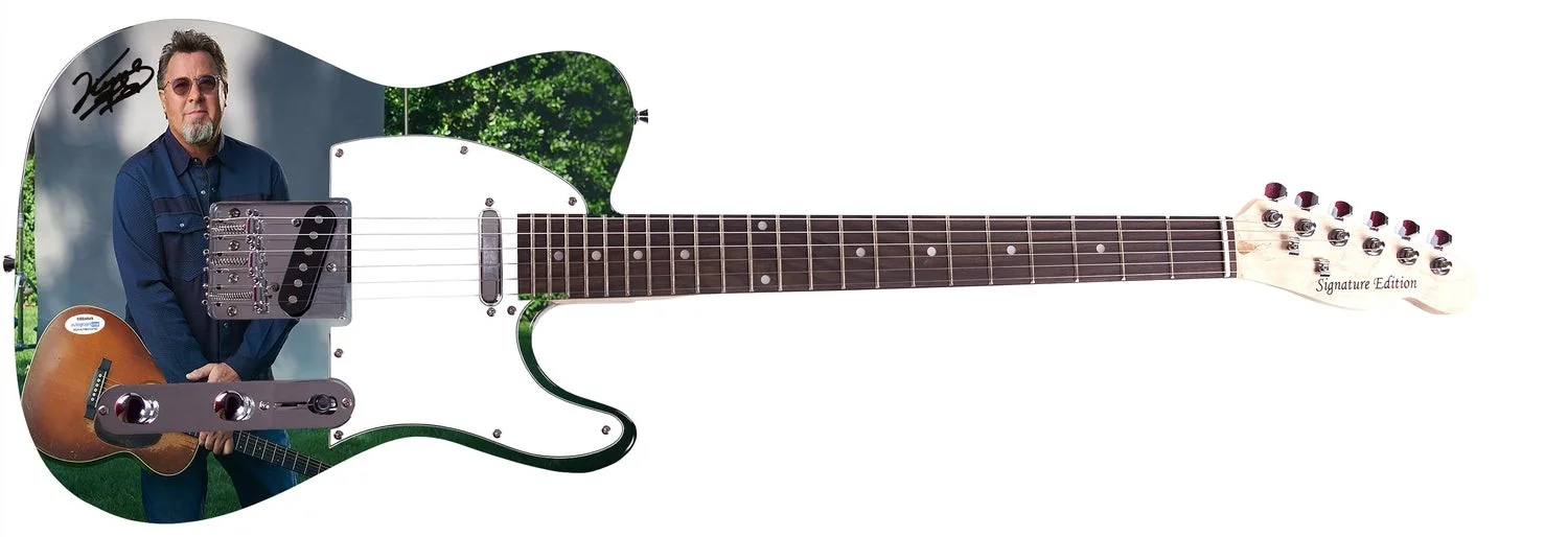 Vince Gill Signed Autographed Stunning Nature Graphics Photo Guitar ACOA, image 2