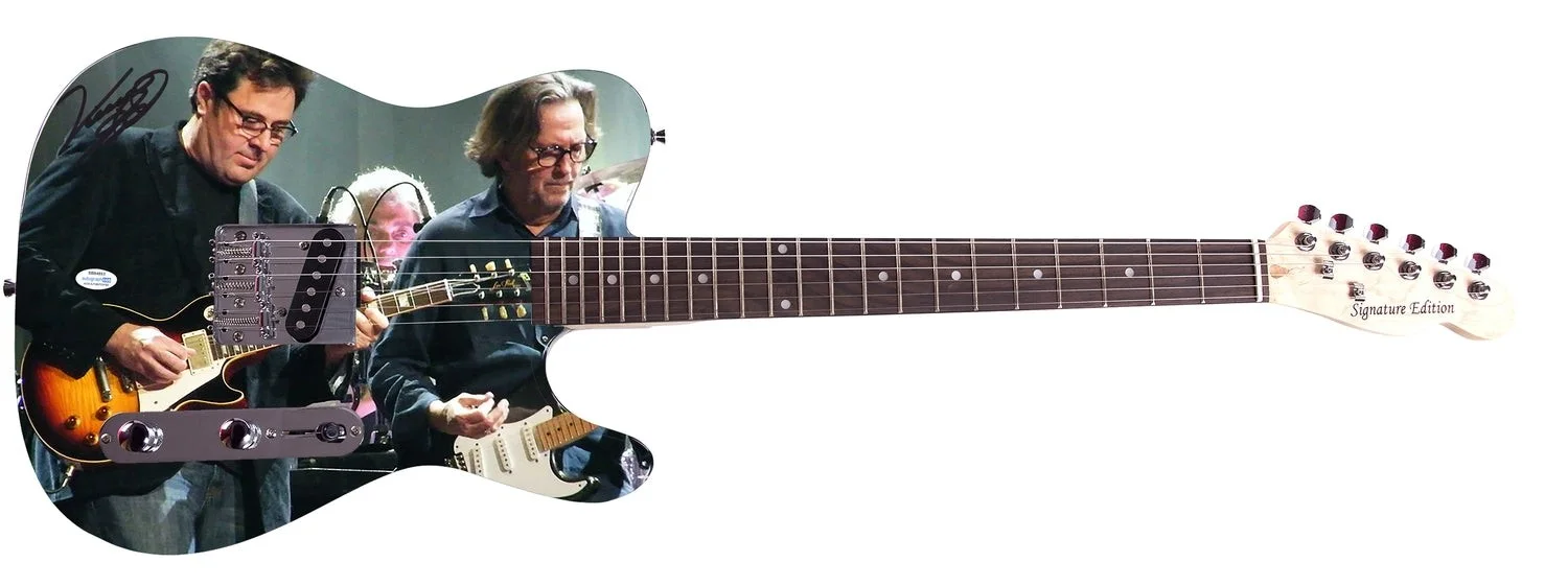 Vince Gill Signed Autographed Eric Clapton Live Graphics Photo Guitar ACOA, image 2