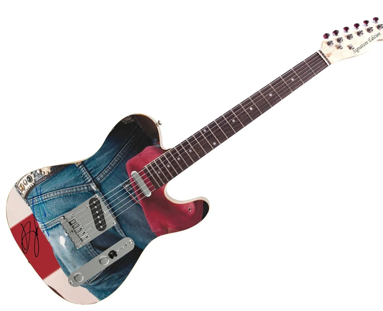 Bruce Springsteen Signed Autographed USA Butt Photo Graphics Guitar, image 3
