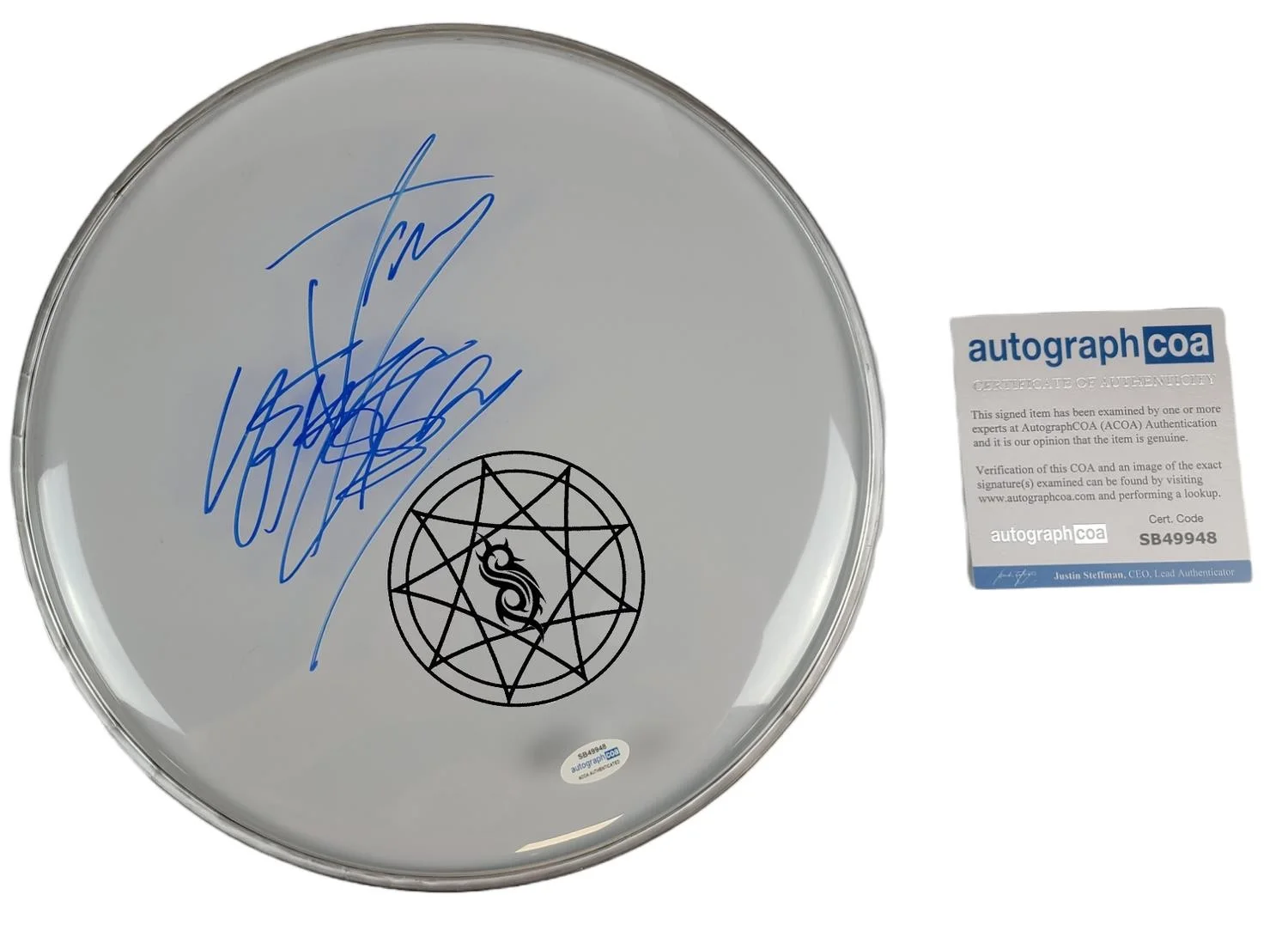 Slipknot Jay Weinberg Signed Custom Framed Drum Head Drumhead Display ACOA, image 2