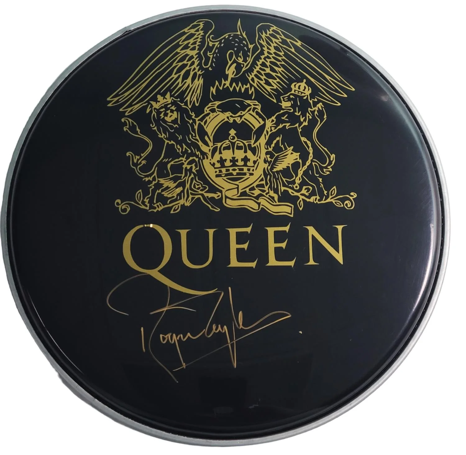 Queen Roger Taylor Signed Custom Framed Drum Head Display, image 2