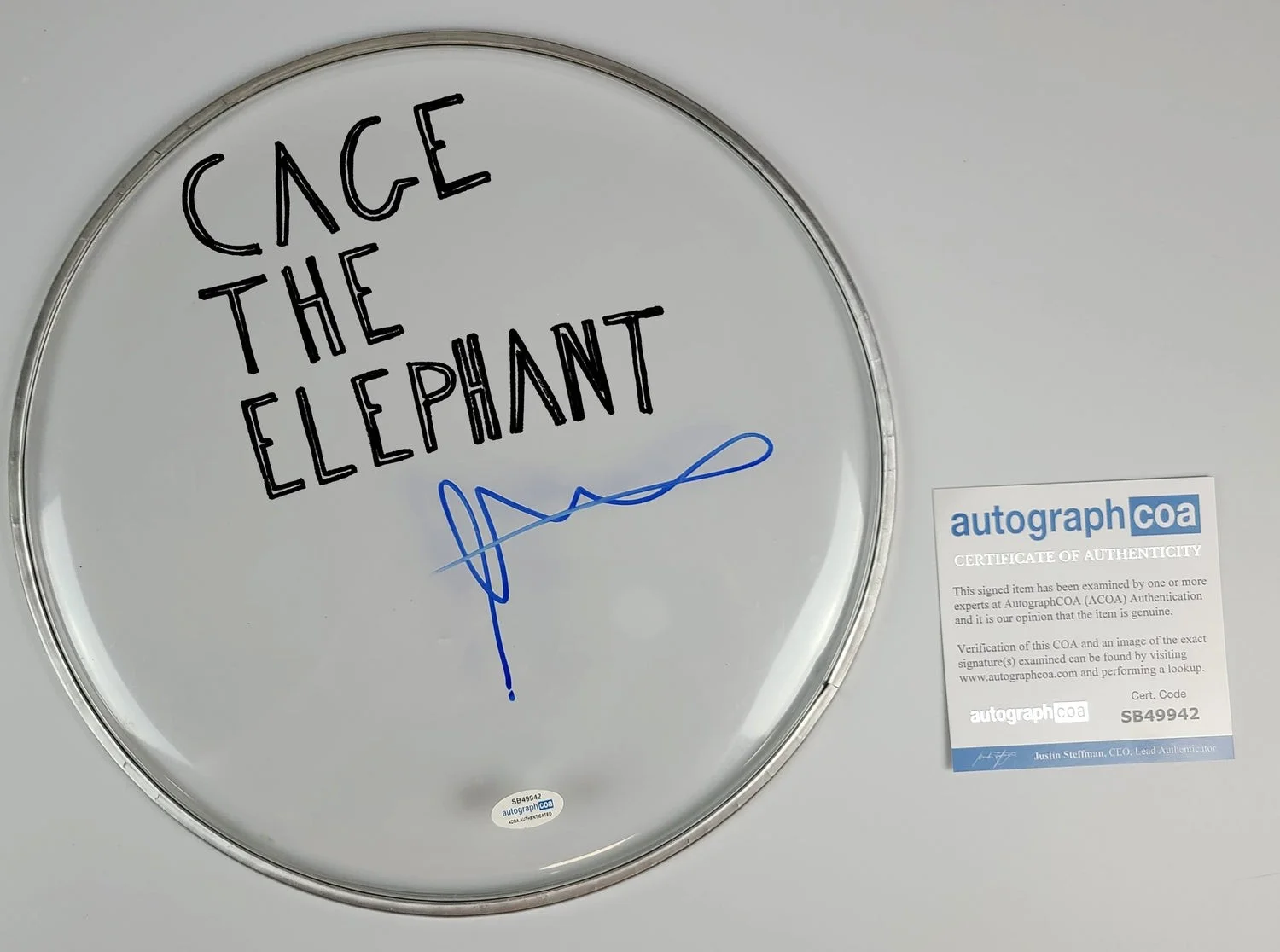 Cage The Elephant Matt Shultz Autographed Custom Framed Drum Head Display ACOA, image 2