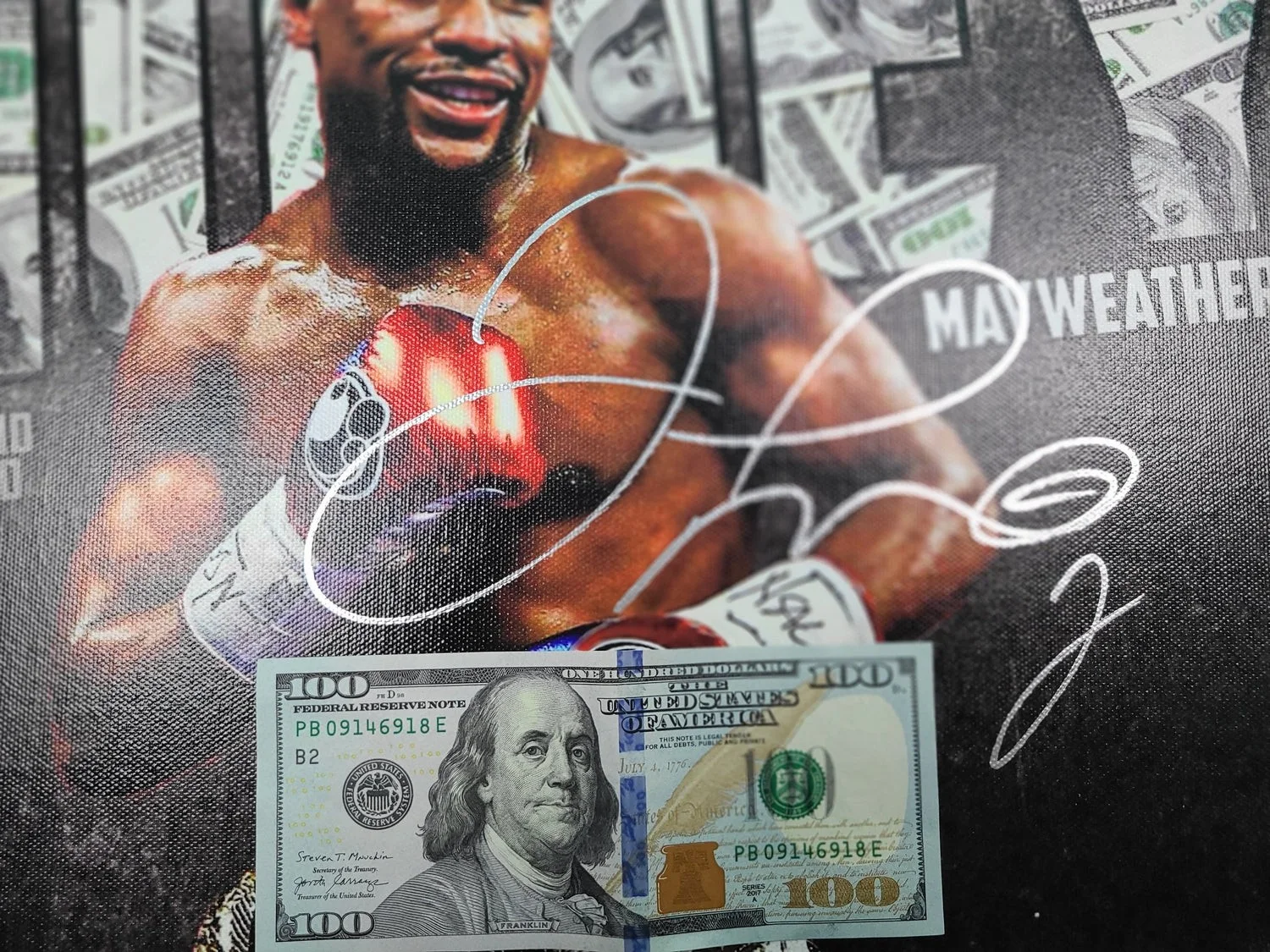 Floyd Money Mayweather Jr. Signed Custom Photo Framed Canvas BAS, изображение 2