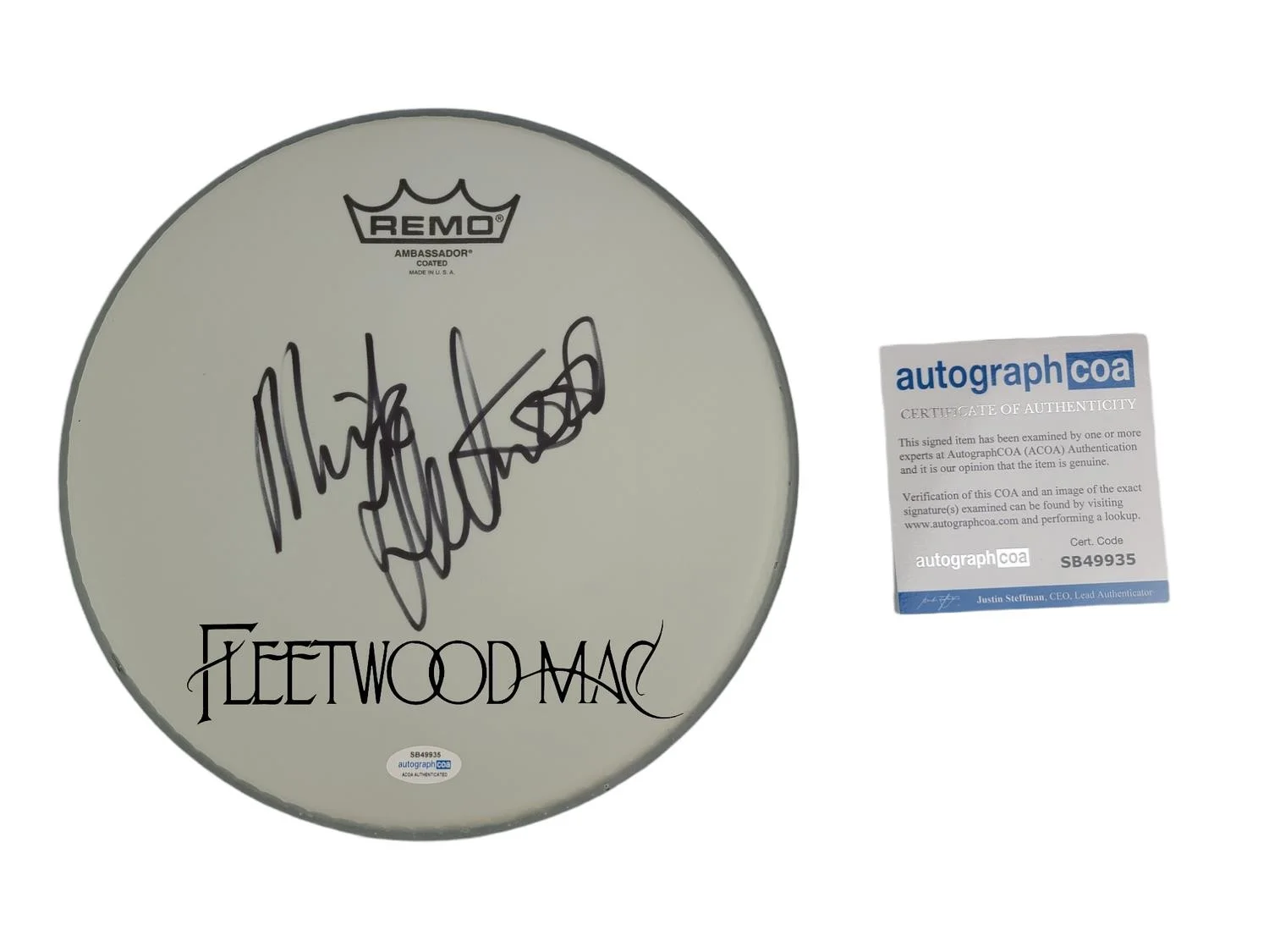 Fleetwood Mac Mick Signed Custom Framed Drum Head Drumhead Display ACOA, image 2