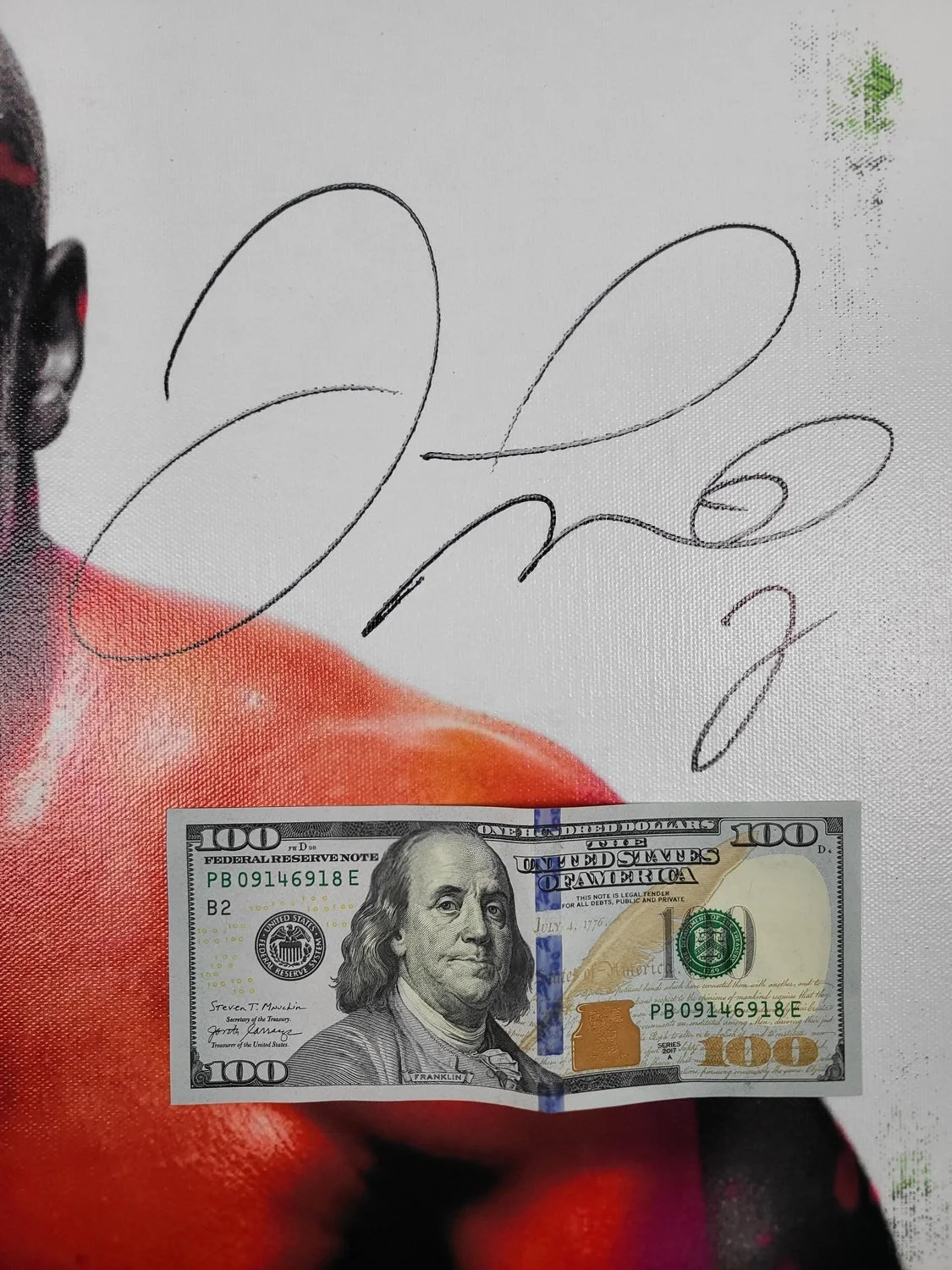 Floyd Money Mayweather Jr. Signed Painting Art Print Framed Canvas BAS, image 2