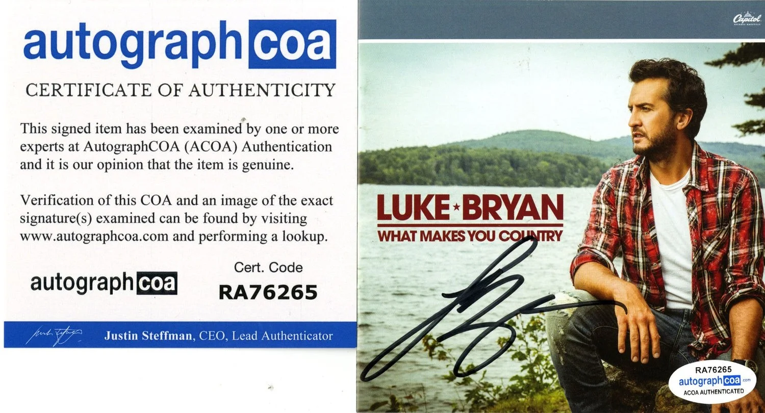 Luke Bryan Autographed 11x14 Framed Display CD Cover Photo ACOA, image 2