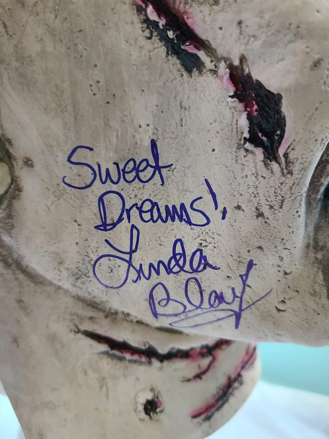 Linda Blair Signed Autographed The Exorcist Mask & Custom Display Stand ACOA ITP, image 2