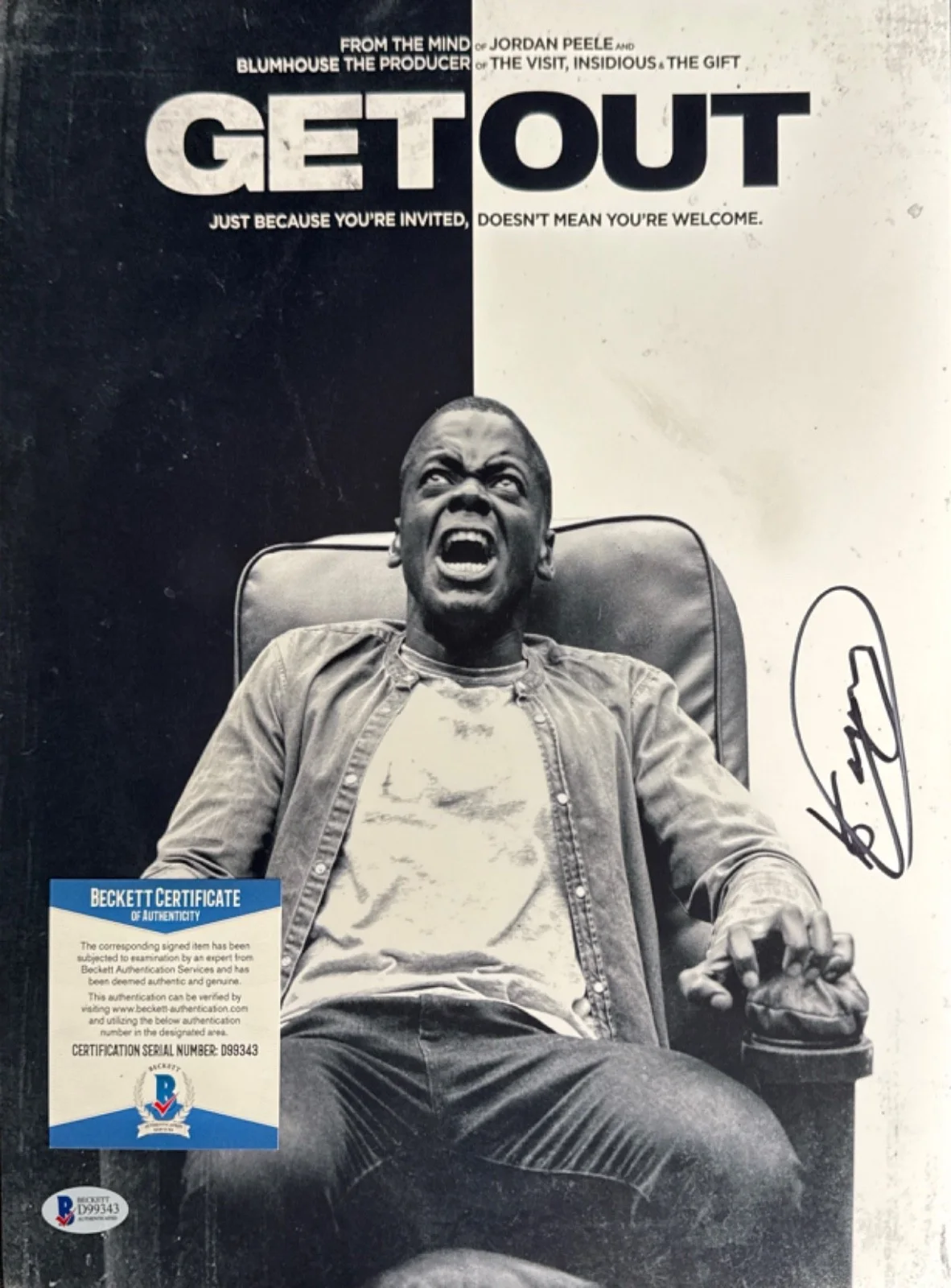 Daniel Kaluuya — Daniel Kaluuya Signed 11x14 Get Out Movie Poster BAS D99343, изображение 2