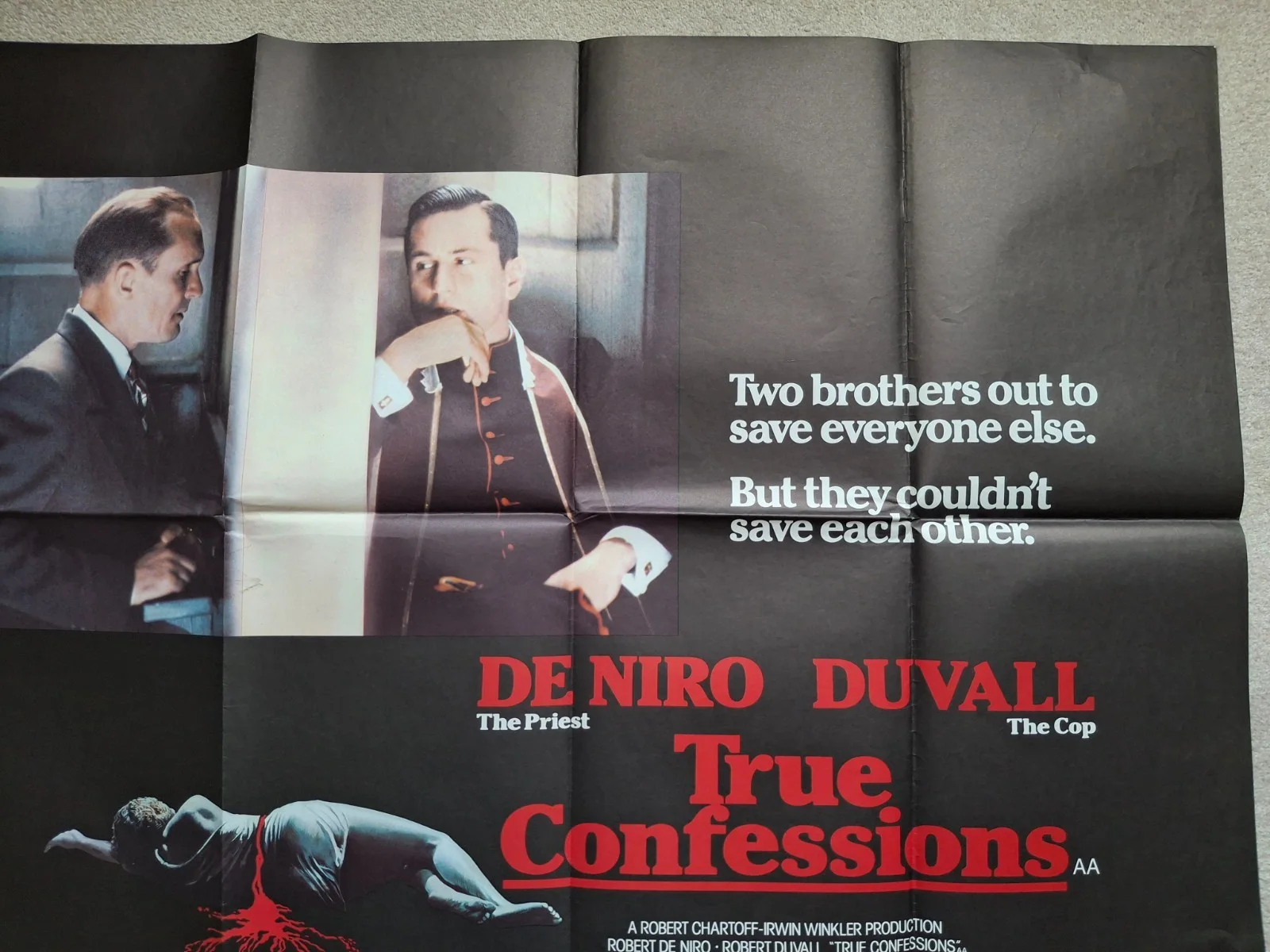 True Confessions Original Film Cinema Movie Quad Poster Robert De Niro Duvall, изображение 4