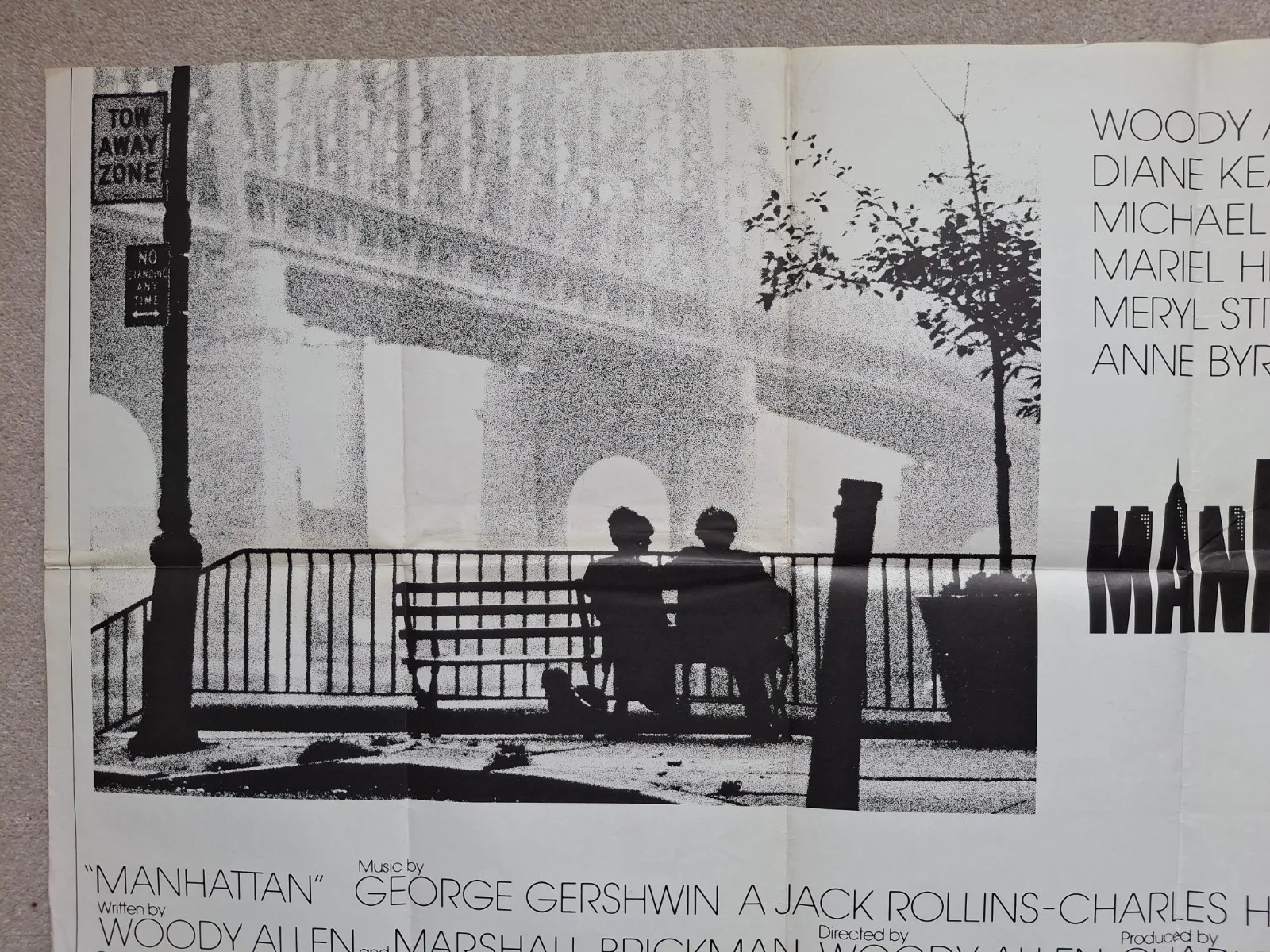 Manhattan Original Rare Cinema Movie Film Quad Poster Trimmed, изображение 2