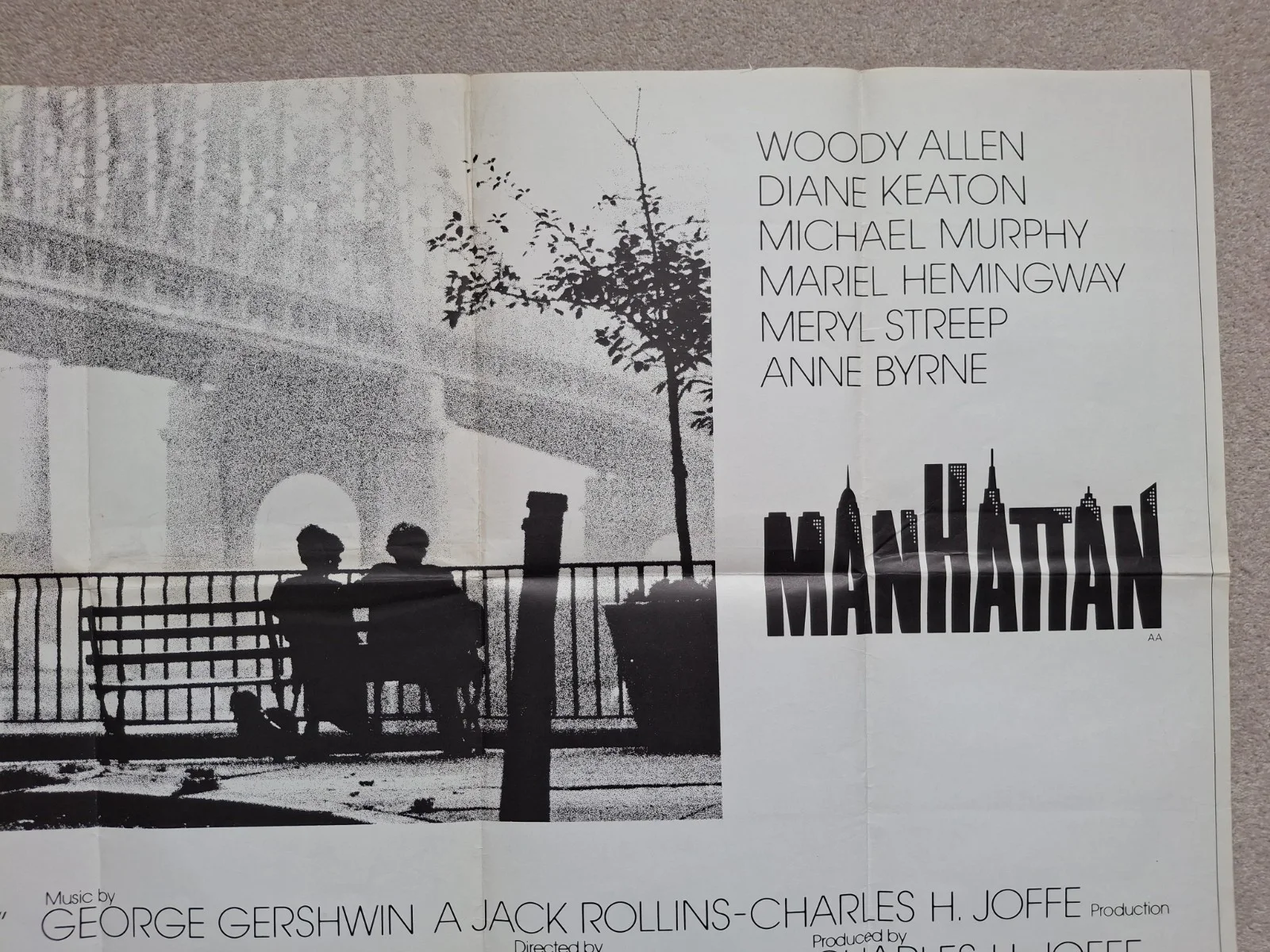 Manhattan Original Rare Cinema Movie Film Quad Poster Trimmed, изображение 3
