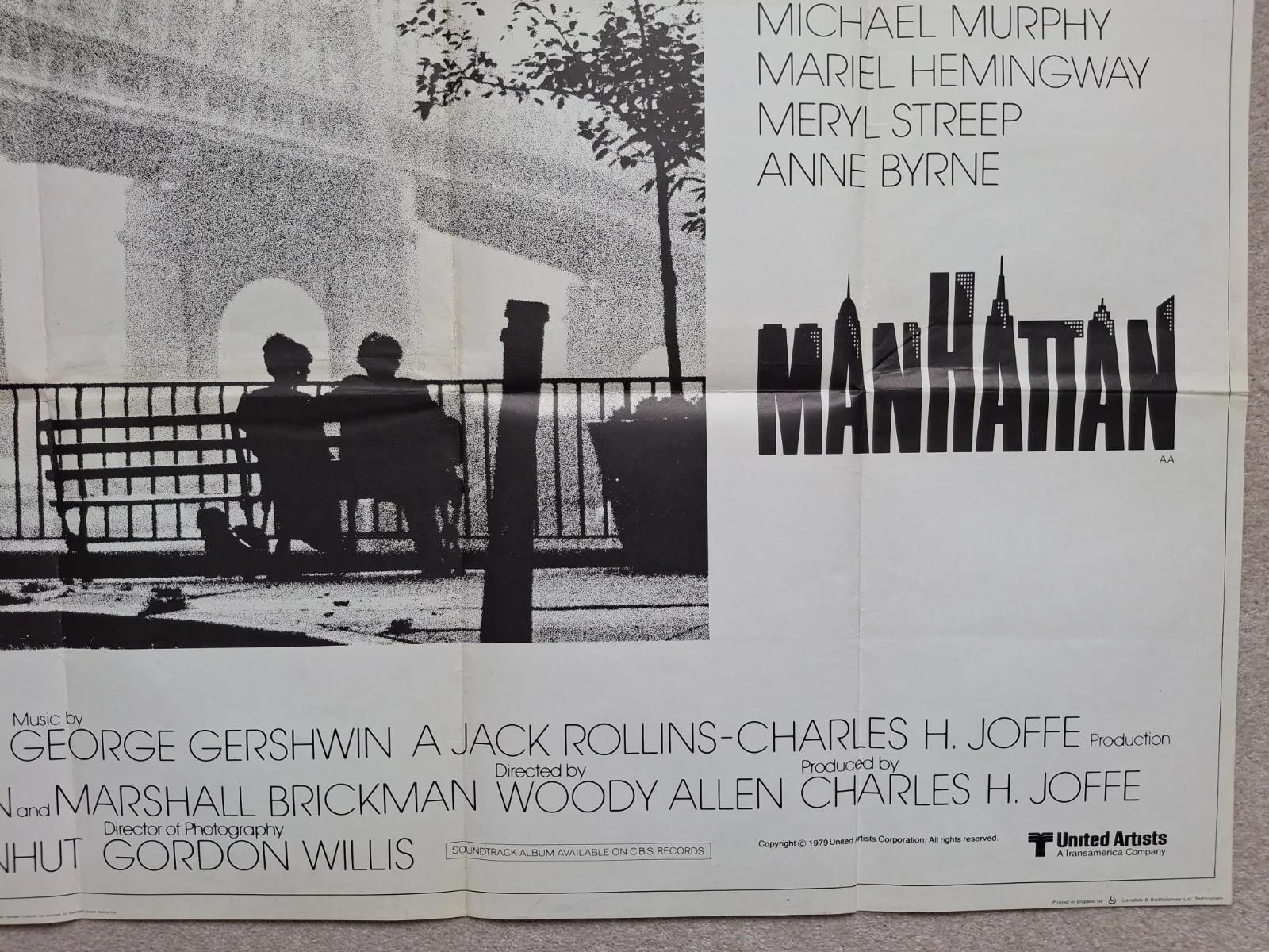 Manhattan Original Rare Cinema Movie Film Quad Poster Trimmed, изображение 4