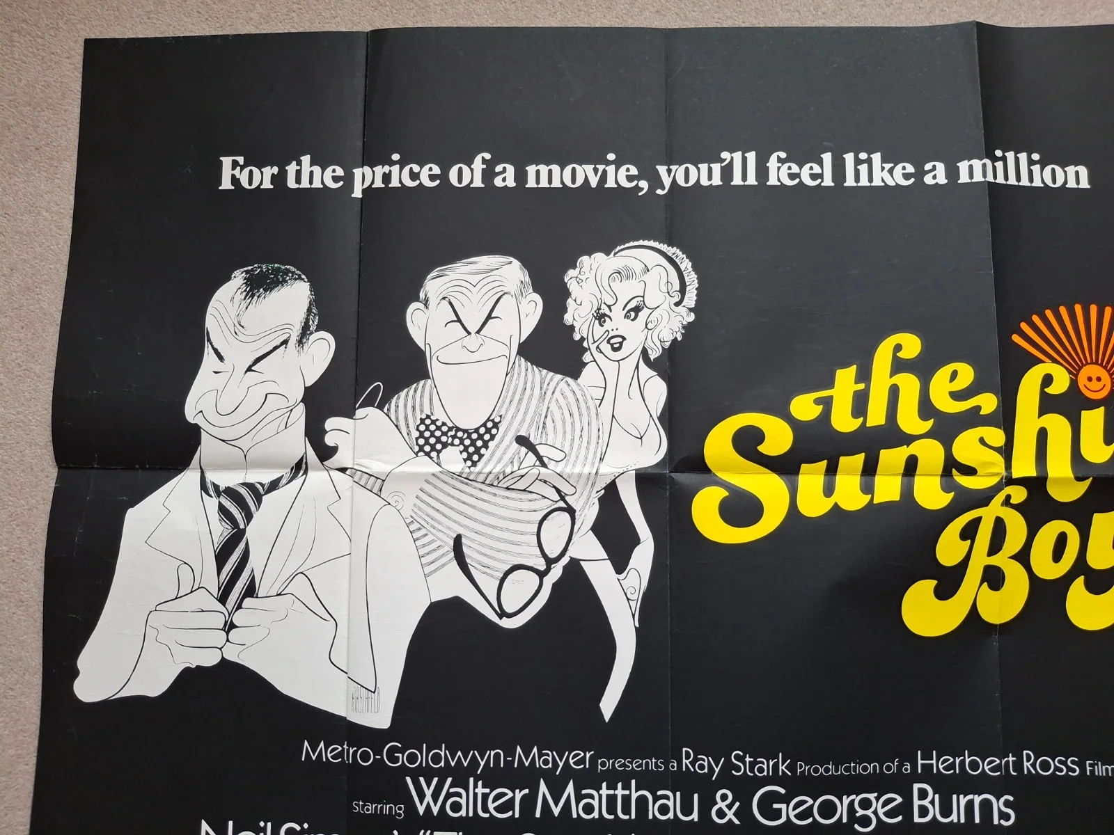 The Sunshine Boys Original Rare Cinema Movie Film Quad Poster, изображение 2