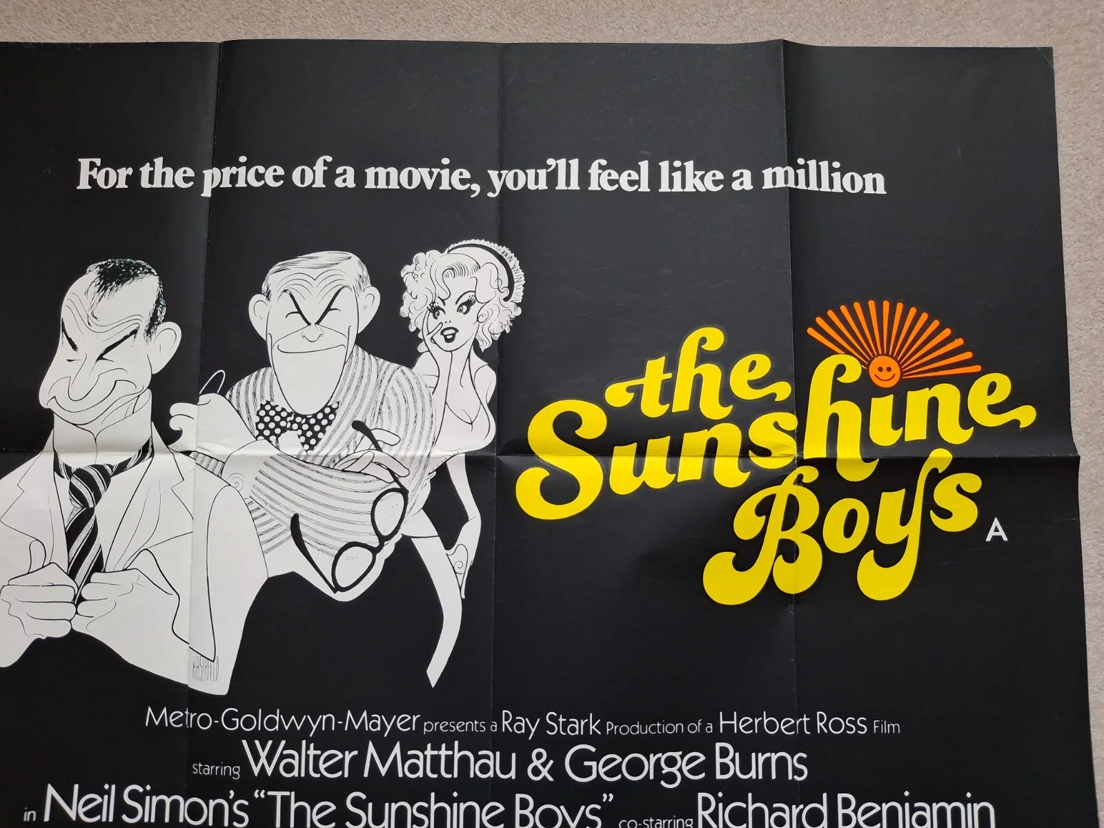 The Sunshine Boys Original Rare Cinema Movie Film Quad Poster, изображение 3