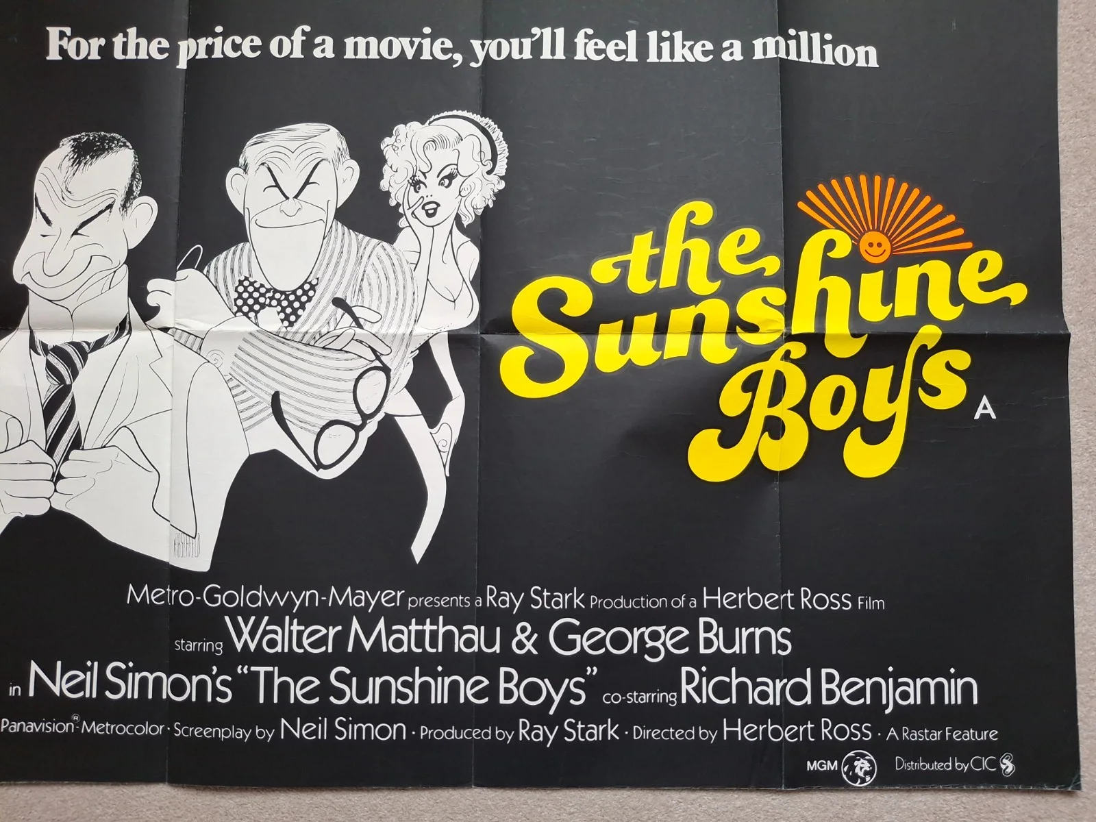 The Sunshine Boys Original Rare Cinema Movie Film Quad Poster, изображение 4