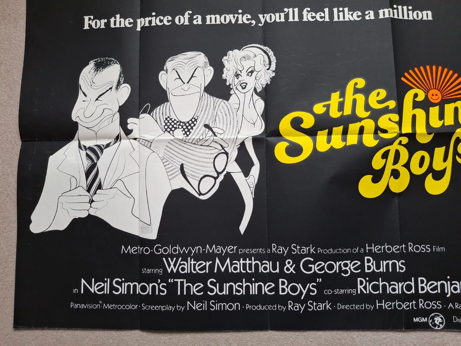 The Sunshine Boys Original Rare Cinema Movie Film Quad Poster, изображение 5