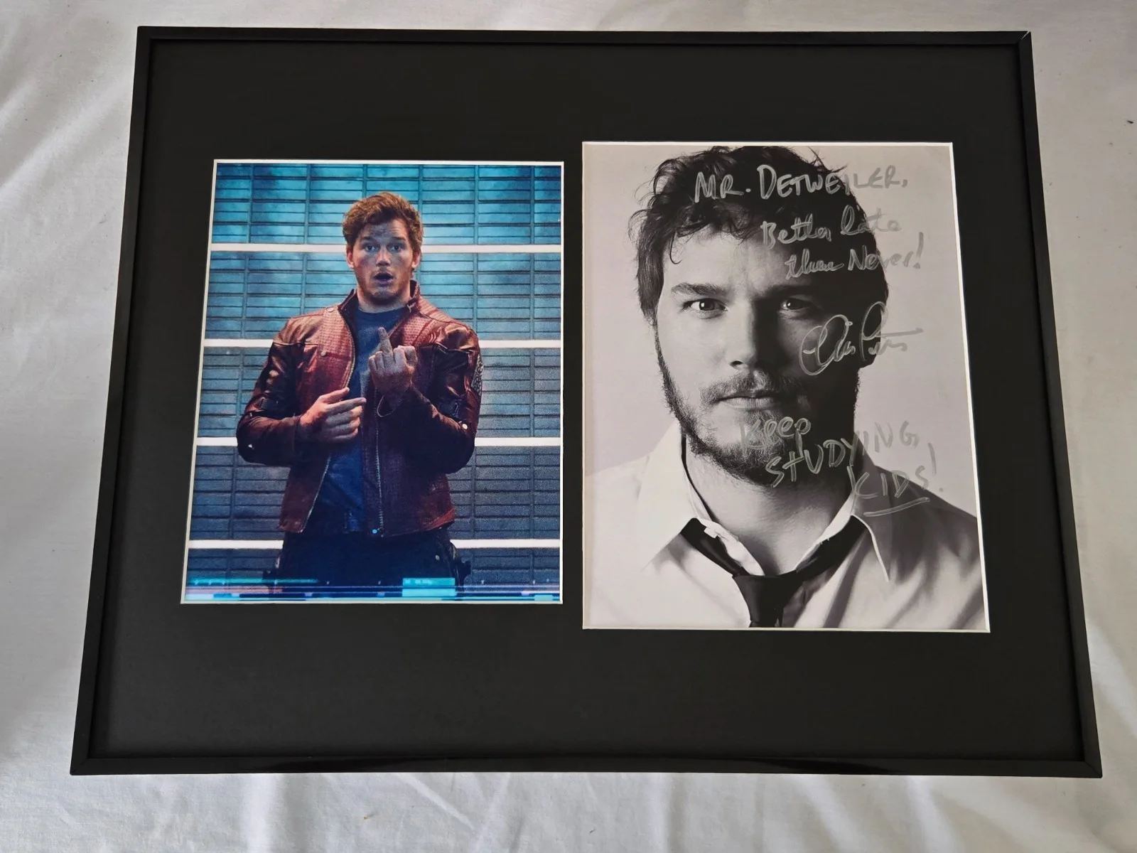 EG Daily — Chris Pratt Signed Photo Display Framed 16x20 Lengthy Inscription GOTG