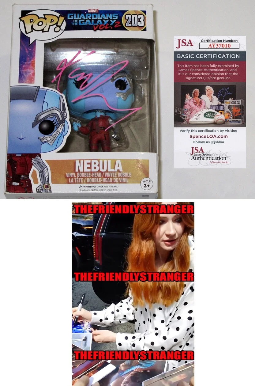 Karen Gillan — Karen Gillan signed GUARDIANS OF THE GALAXY "NEBULA" Funko Pop #203 Proof JSA