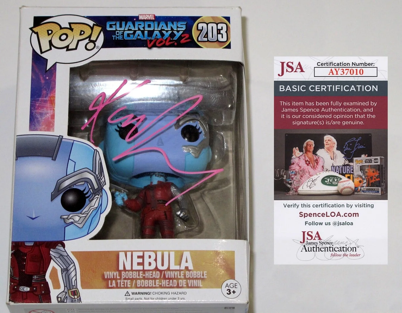Karen Gillan — Karen Gillan signed GUARDIANS OF THE GALAXY "NEBULA" Funko Pop #203 Proof JSA, image 4