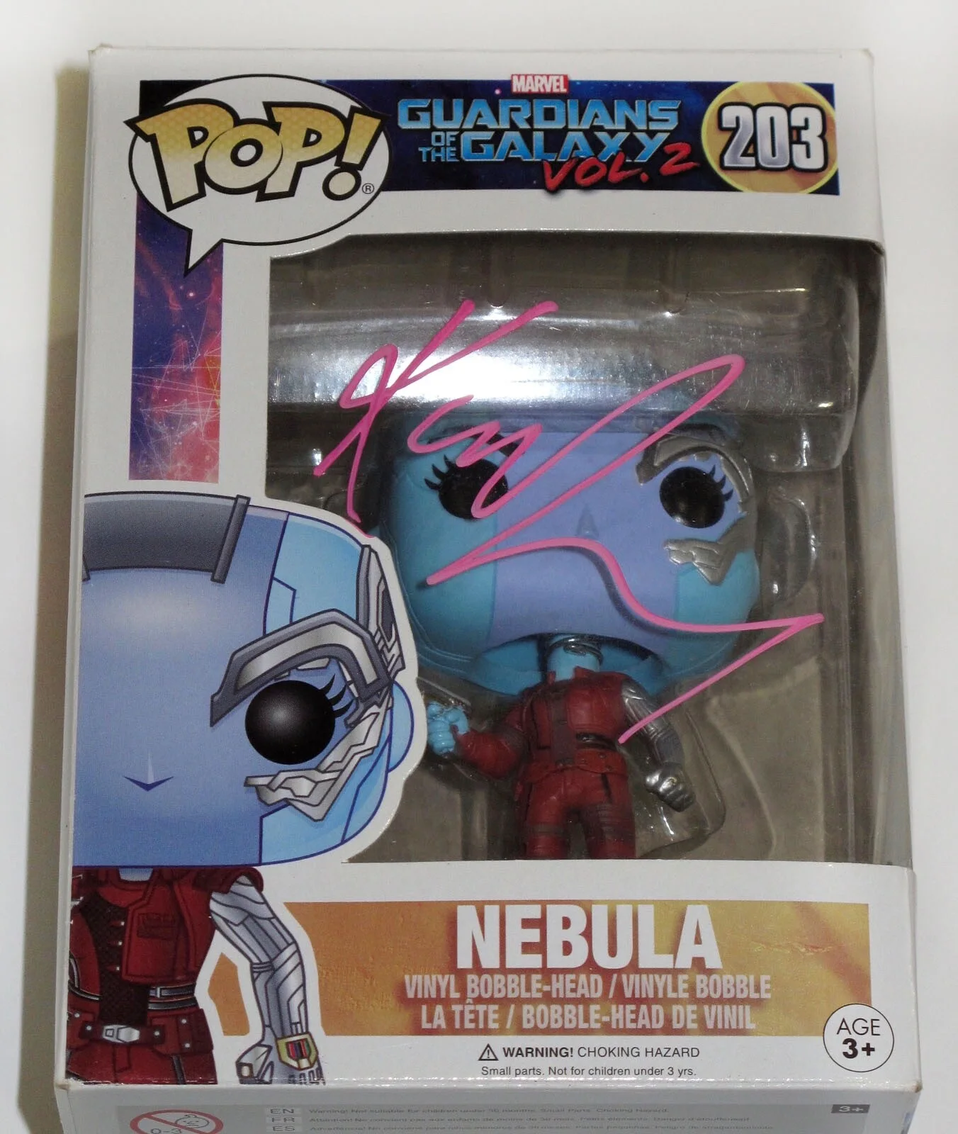 Karen Gillan — Karen Gillan signed GUARDIANS OF THE GALAXY "NEBULA" Funko Pop #203 Proof JSA, image 5