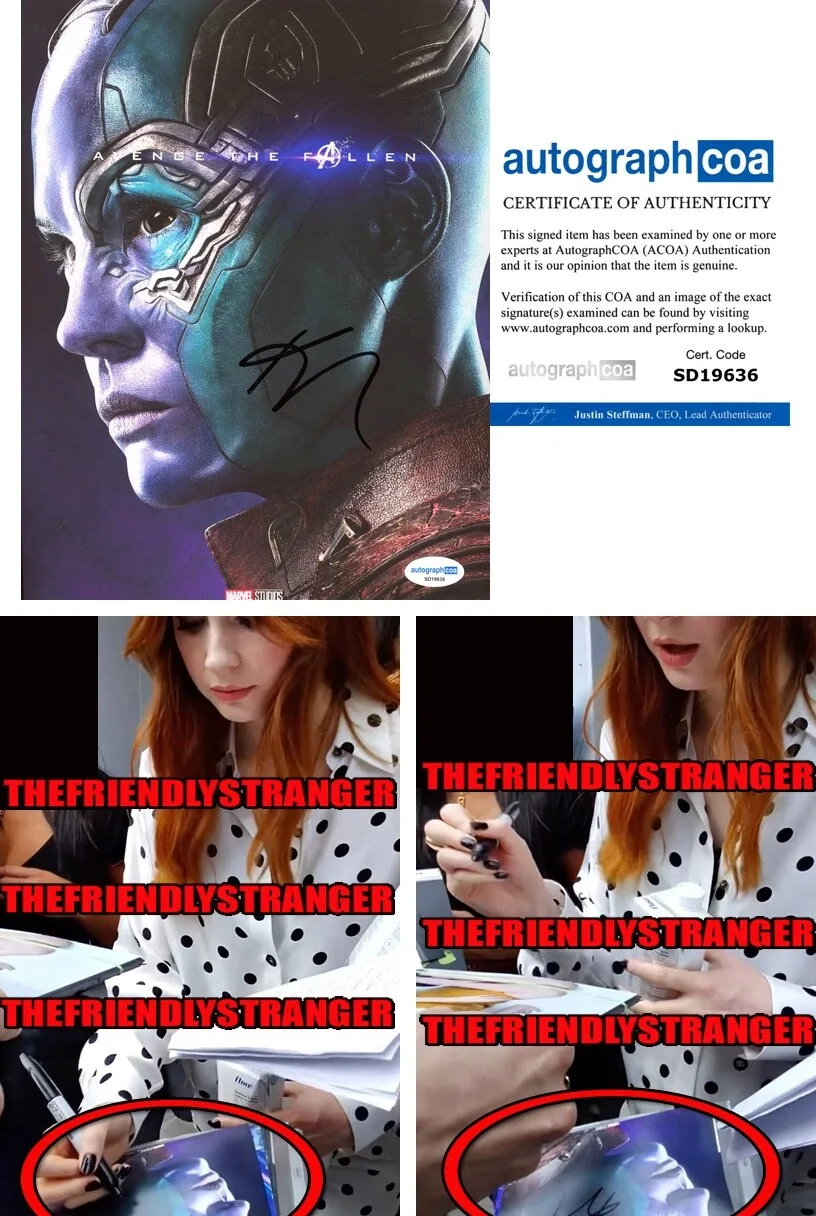 Karen Gillan — Karen Gillan signed "AVENGERS: ENDGAME" 8x10 Photo EXACT PROOF e Nebula ACOA COA
