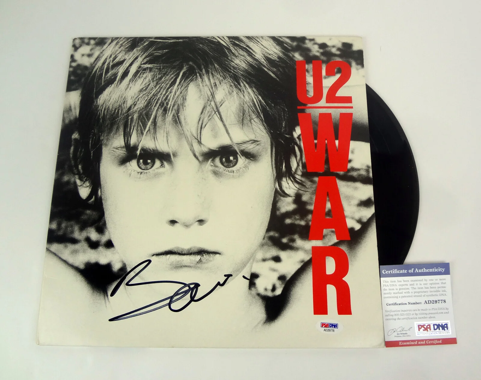 Bono — Bono U2 Signed Autograph War Vinyl Record Album PSA/DNA COA