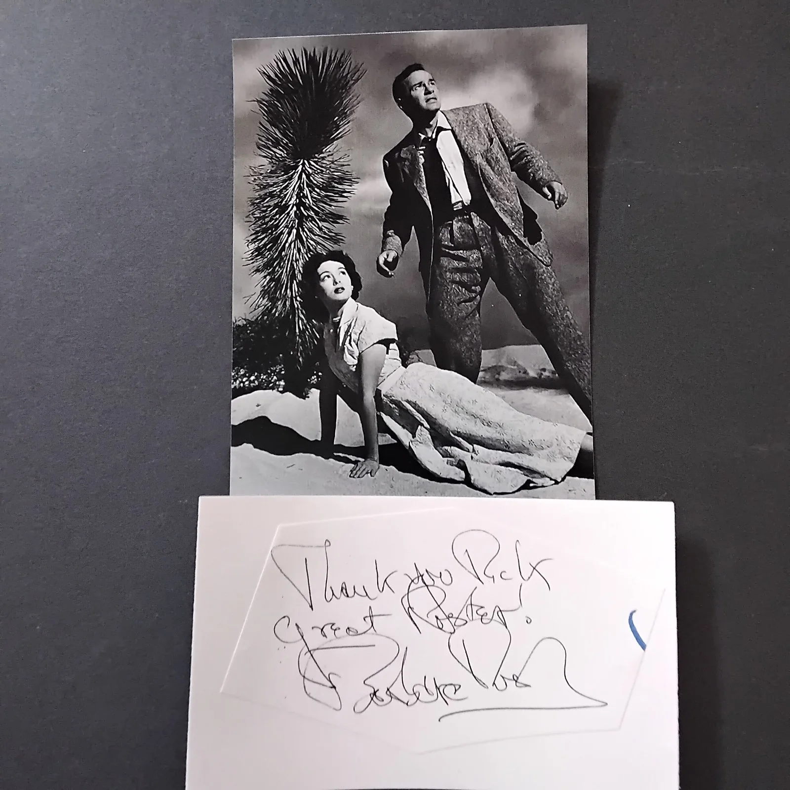 Barbara Rush SIGNED Paper Photo 50s Film TV Actress It Outer Space Peyton Place, image 2