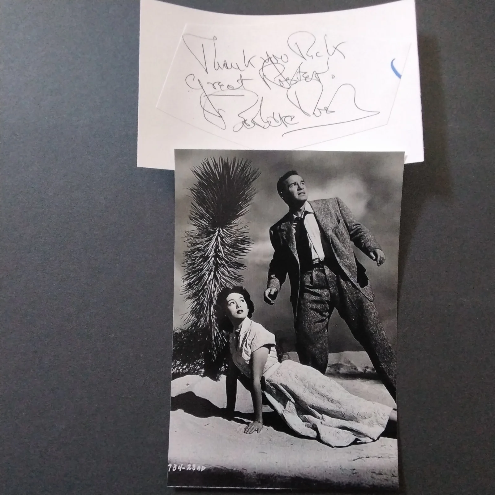 Barbara Rush SIGNED Paper Photo 50s Film TV Actress It Outer Space Peyton Place, image 3