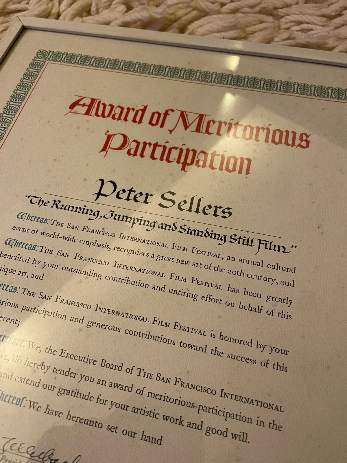 PETER SELLERS PERSONALLY OWNED SAN FRANCISCO FILM FESTIVAL AWARD., изображение 2