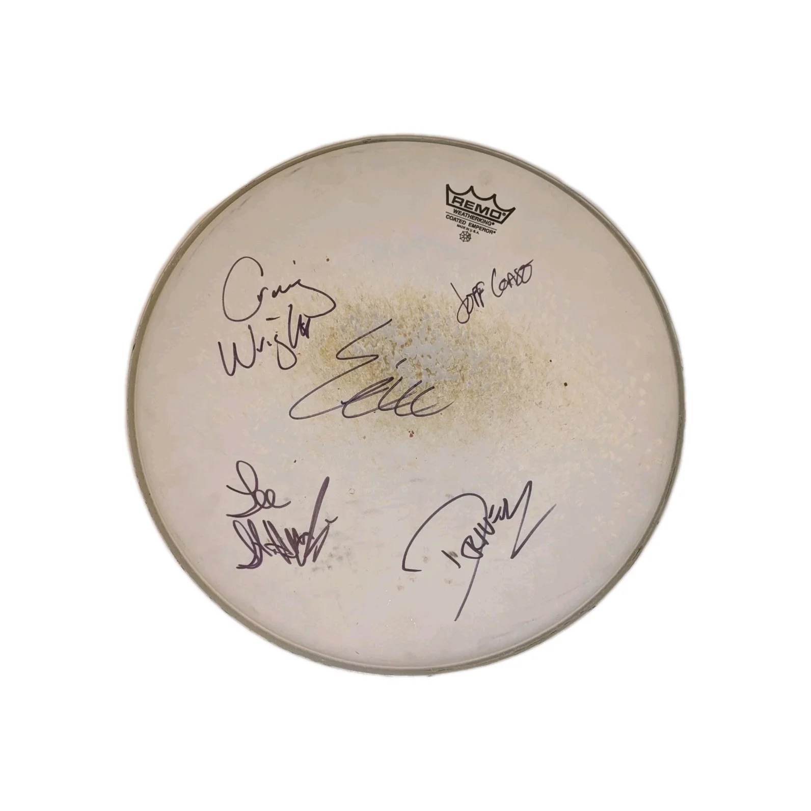 Eric Church, Craig Wright, Lee Hendricks — Eric Church Autographed Drum Head Entire Eric Church Band Remo Weatherking, изображение 2